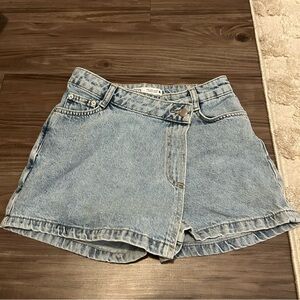 zara light washed denim jean high waisted skirt